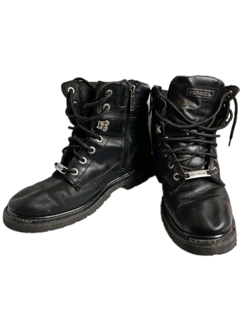 Harley-Davidson Men's 7-Inch Black Lace Boots With Inside Zipper Size 9.5 94194